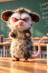 A Funny School Notebook for Notes, Ideas, Homework and Everyday Chaos,: Back to school with opossum, 120 college ruled pages